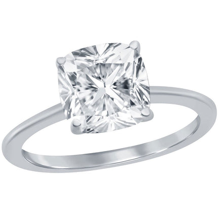 Classic Women's 4-Prong 8mm Cushion-Cut CZ Ring - W-2853 ,