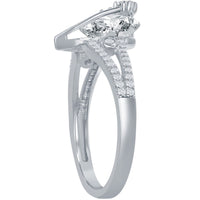 Classic Women's Silver Pear-shaped Round CZ Ring - W-2626 ,