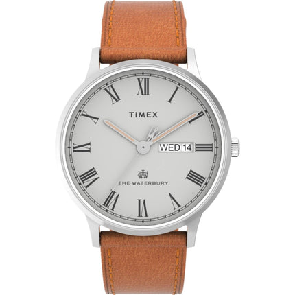 Timex Men's Quartz Watch - Waterbury Classic Grey Dial Tan Leather Strap | TW2V73600 ,