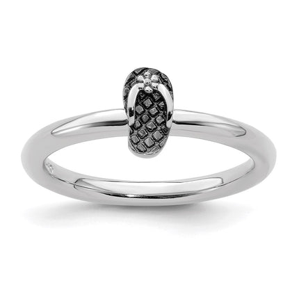 Sterling Silver Stackable Expressions Antiqued Flip Flop Ring | QSK1968 ,