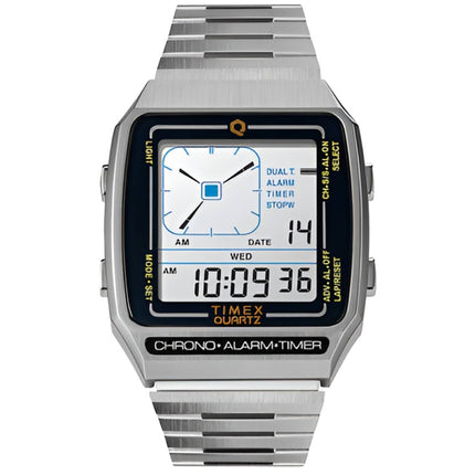 Timex Men's Watch - Q Timex Reissue White Dial Bracelet Digital LCA | TW2U72400ZV ,