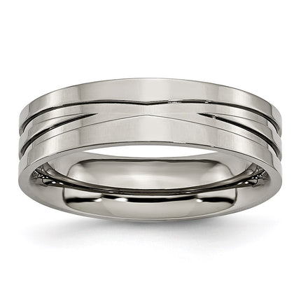 Titanium Grooved 6mm Polished Band | TB170 ,