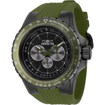 Invicta Men's Watch - Aviator Chrono Gunmetal, Green Dial Silicone Strap | 39302 ,