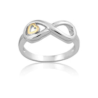 Sterling Silver Infinity With GP Heart Ring - W-9745 ,