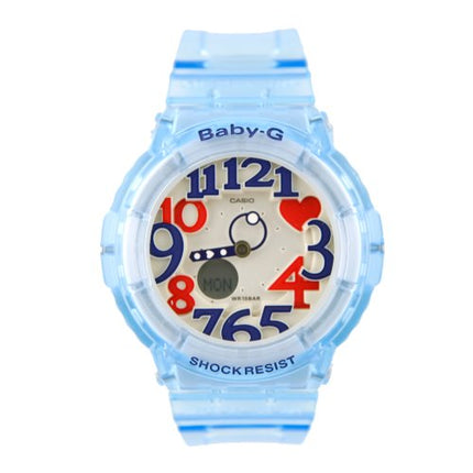 Casio Women's Baby-G Marine Resort White Dial Semi-Transparent Blue Plastic Strap Ana-Digi Alarm Watch | BGA131-2B ,