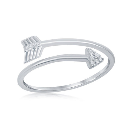 Sterling Silver Overlapping Arrow Ring - W-9859 ,