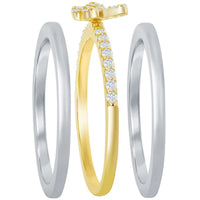 Classic Women's Two Tone Pave CZ Butterfly Ring - W-2856 ,