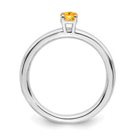 Sterling Silver Stackable Expressions Rhodium Citrine Ring | QSK1909 ,