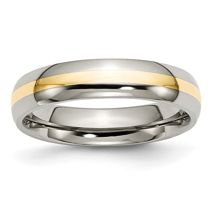 Titanium 14k Yellow Inlay 5mm Polished Band | TB221 ,