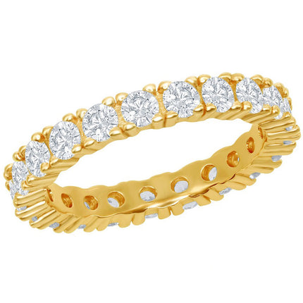 Classic Women's Gold Plated 3mm CZ Eternity Ring - W-2499 ,