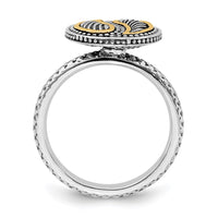 Sterling Silver & 14k Stackable Expressions Antiqued Ring | QSK865 ,