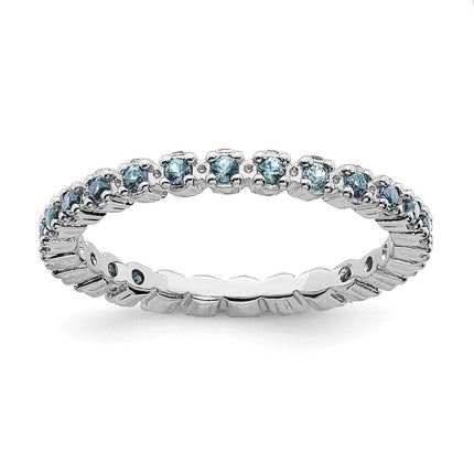 Sterling Silver Stackable Expressions Aquamarine Ring | QSK352 ,