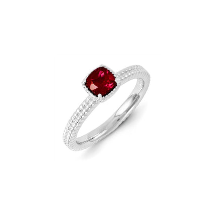 Sterling Silver Stackable Expressions Created Ruby Ring | QSK1098 ,