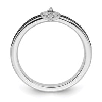 Sterling Silver Stackable Expressions Heart Black & White Diamond Ring | QSK1061 ,