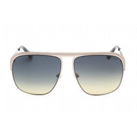 Guess Unisex Sunglasses - Shiny Gunmetal Metal Square Frame Blue Lens | GU5225 08W ,