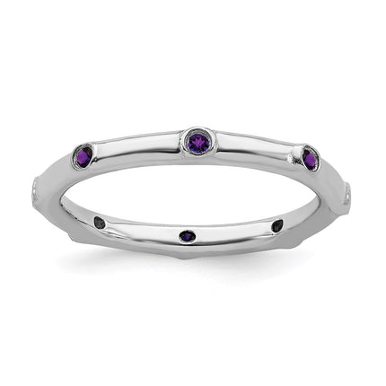 Sterling Silver Stackable Expressions Amethyst Ring | QSK375 ,