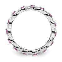 Sterling Silver Stackable Expressions Created Pink Sapphire Ring | QSK1479 ,