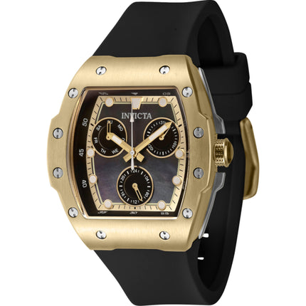Invicta Women's Watch - Racing Quartz Gold and Black Mop Dial Silicone Strap | 45642 ,