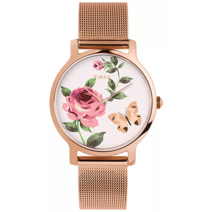 Timex Women's Watch - Full Bloom Rose Gold Stainless Steel Mesh Bracelet | TW2U19000 ,