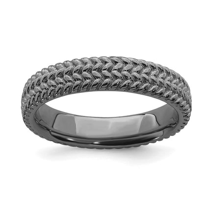 Sterling Silver Stackable Expressions Black-plated Ring | QSK309 ,