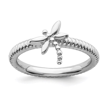 Sterling Silver Stackable Expressions Dragonfly Ring | QSK731 ,