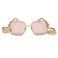 Gucci Women's Sunglasses - Gold Square Metal Full Rim Frame Pink Lens | GG0724S 003 ,