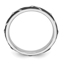 Sterling Silver Stackable Expressions Black Enamel Ring | QSK1506 ,