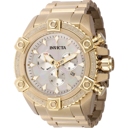 Invicta Men's Watch - Pro Diver Chrono White Mop Dial Yellow Gold Bracelet | 45766 ,