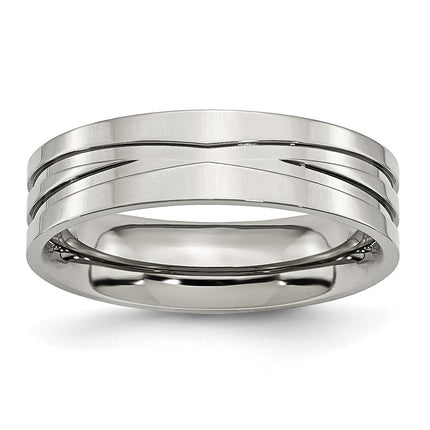 Stainless Steel Grooved 6mm Polished Band | SR99 ,