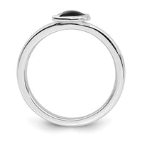 Sterling Silver Stackable Expressions Black Enameled Cat Ring | QSK558 ,