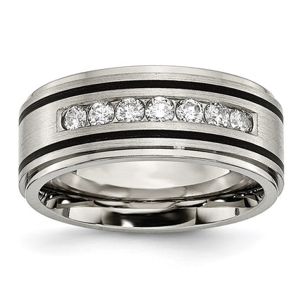 Titanium Polished/Brushed Enameled 1/2ct tw. Diamond 9mm Band | TB438A ,