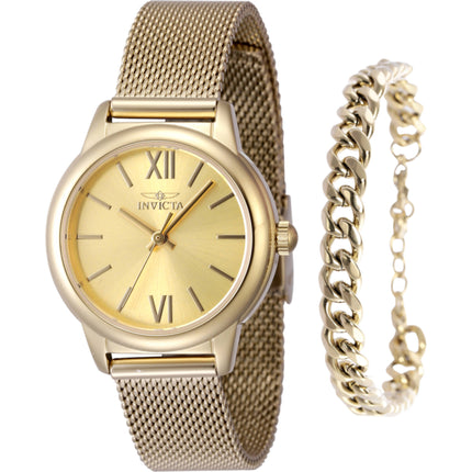 Invicta Women's Watch - Angel Quartz Gold Tone Brass Dial Steel Mesh Bracelet | 48250 ,