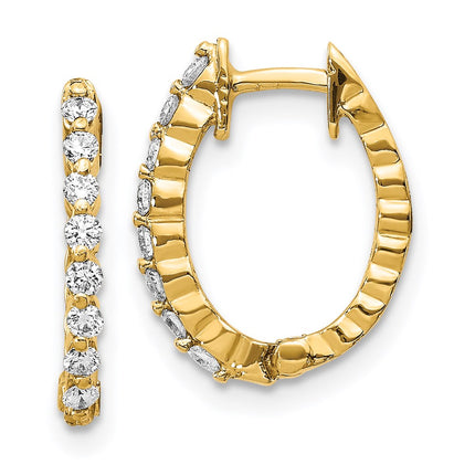 14k AA Diamond Hinged Hoop Earrings ,