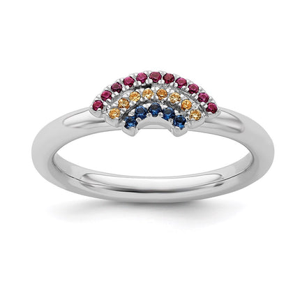 Sterling Silver Stackable Expressions Rainbow Ring | QSK2166 ,