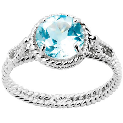 Classic Women's Blue Topaz Twisted Wire Ring - W-9254 ,