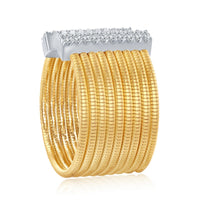 Sterling Silver Designer CZ Ring Bonded with 14K Gold - W-2023 ,