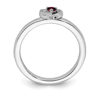 Sterling Silver Stackable Expressions Created Ruby Heart Ring | QSK1528 ,