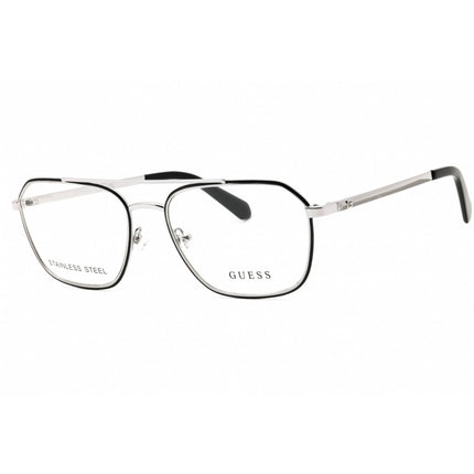 Guess Men's Eyeglasses - Shiny Light Nickeltin Metal Aviator Full Rim | GU50049 010 ,