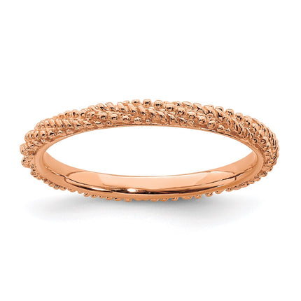 Sterling Silver Stackable Expressions Polished Rose Gold-plated Ring | QSK1839 ,