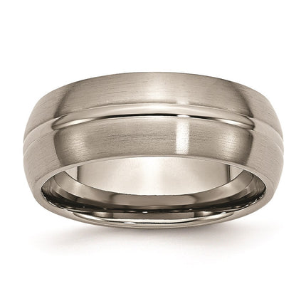 Titanium Grooved 8mm Brushed and Polished Band | TB49 ,