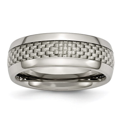 Titanium Polished w/Grey Carbon Fiber Inlay 8mm Band | TB389 ,