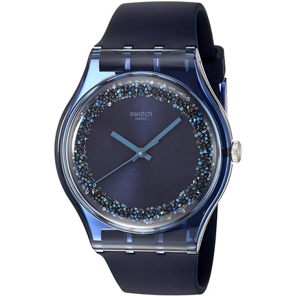 Swatch Women's Watch - Think Fun Blusparkles Blue Dial Silicone Strap Quartz | SUON134 ,
