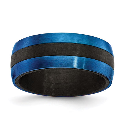 Black Carbon Fiber with Brushed Blue IP-plated Stainless Steel 8mm Band | SR671 ,