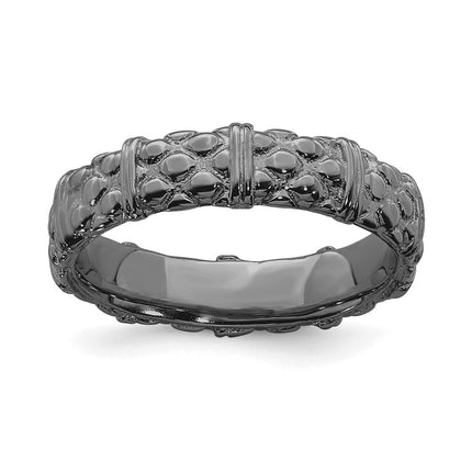 Sterling Silver Stackable Expressions Black-plated Ring | QSK301 ,