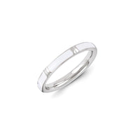 Sterling Silver Stackable Expressions White Enameled Ring | QSK1362 ,