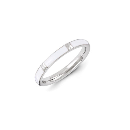 Sterling Silver Stackable Expressions White Enameled Ring | QSK1362 ,