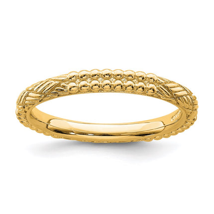 Sterling Silver Stackable Expressions Gold-plated Patterned Ring | QSK1562 ,