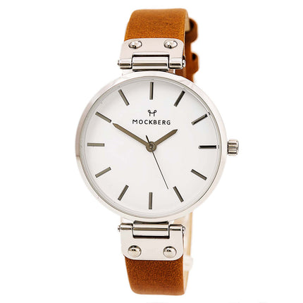 Mockberg MO1006 Women's Wera Brown Leather Strap Quartz White Dial Watch ,