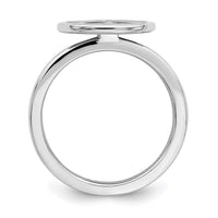 SS Stackable Expressions Polished Black Enameled Peace Sign Ring | QSK126 ,