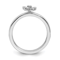 Sterling Silver Stackable Expressions Flower Diamond Ring | QSK336 ,